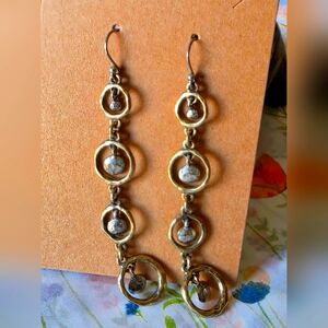 Elegant Gold and Silver Tone Dangle Earrings